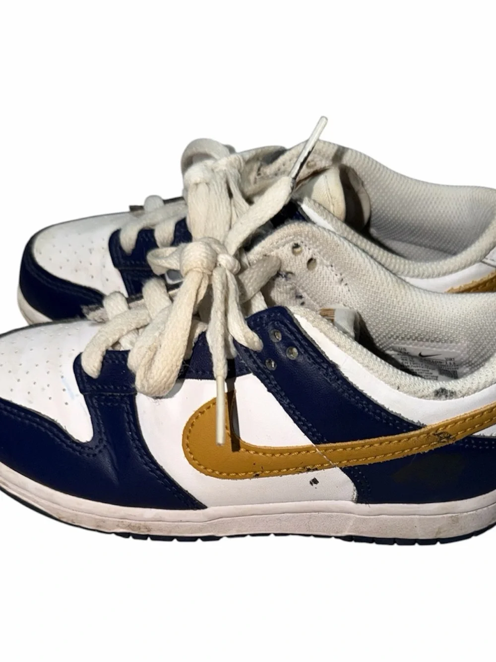 Nike Kids Low-Top Sneakers in Navy, White & Gold Accent